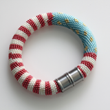 Patriotic Pattern Pale Colors Bead Crochet Bracelet
