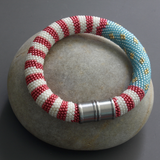 Patriotic Pattern Pale Colors Bead Crochet Bracelet