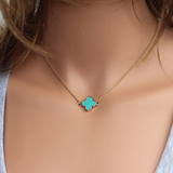 Enamel Shamrock Turquoise Connector Necklace