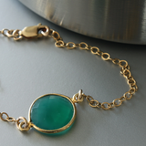 Faceted Green Onyx Connector Chain Bracelet