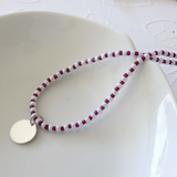 Rhodium Disc Seed Beads Necklace