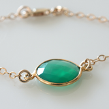 Faceted Green Onyx Connector Chain Bracelet