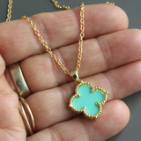 Turquoise Shamrock Pendant Necklace