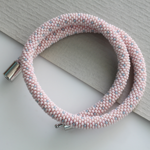 Bead Crochet Pink Polka Dots Necklace