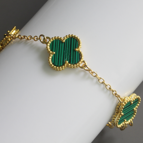 Green Malachite Pattern Five Motif Bracelet