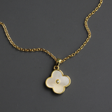 Pale Pink Shell Shamrock with CZ Necklace