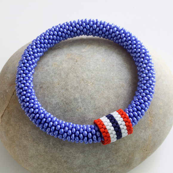 Cornflower Blue Bead Crochet Bracelet