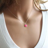 Pink Enamel Dainty Necklace