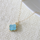 Aqua Blue Acrylic Shamrock Necklace