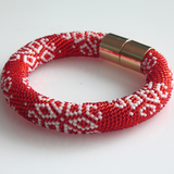 Bead Crochet Bracelet with Snowflakes