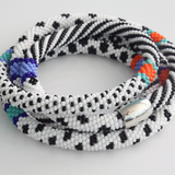 Long Black and White Crocheted Necklace