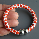 Bead Crochet Red Polka Dots Bracelet