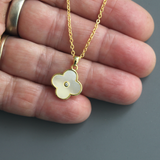 Pale Pink Shell Shamrock with CZ Necklace