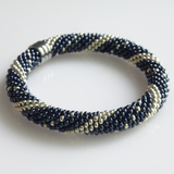 Bead Crochet Dark Gray and Silvery Bracelet