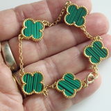 Green Malachite Pattern Five Motif Bracelet