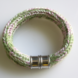 Knitted Pink and Green Chunky Bracelet