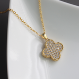 Micro Pave Shamrock Pendant Necklace