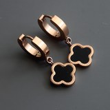Small Black Cross Gold Plated Huggie Earrings