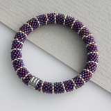 Striped Bead Crochet Purple Bracelet