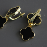 Two Layer Black Shamrock Earrings