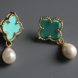 Shamrock Stud Earrings with Pearls