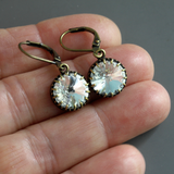 Small Aurora Crystals Rivoli Dangle Earrings