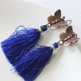 Antique Copper Butterfly and Tassel Earrings