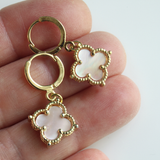 Small Pink Shell Pearl Shamrock Earrings