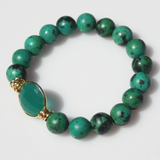 Green Turquoise and Onyx Beaded Bracelet