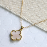 Pale Pink Shell Pearl Shamrock Necklace