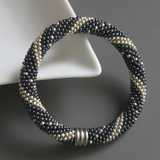Bead Crochet Dark Gray and Silvery Bracelet