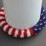 US Flag Patriotic Bead Crochet Bracelet