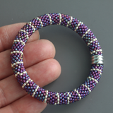 Striped Bead Crochet Purple Bracelet