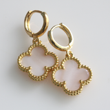 Pink Shell Shamrock Dangle Earrings
