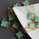 Multi Motif Long Turquoise Shamrock Necklace