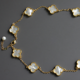 Ten Motif Mother of Pearl Shamrock Necklace
