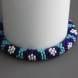 Bead Crochet Turquoise Large Flowers Roll on Bracelet